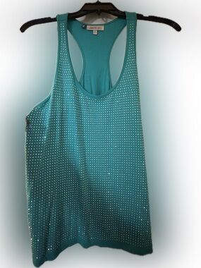 Jennifer Lopez Teal Racerback Tank with Silver Studs